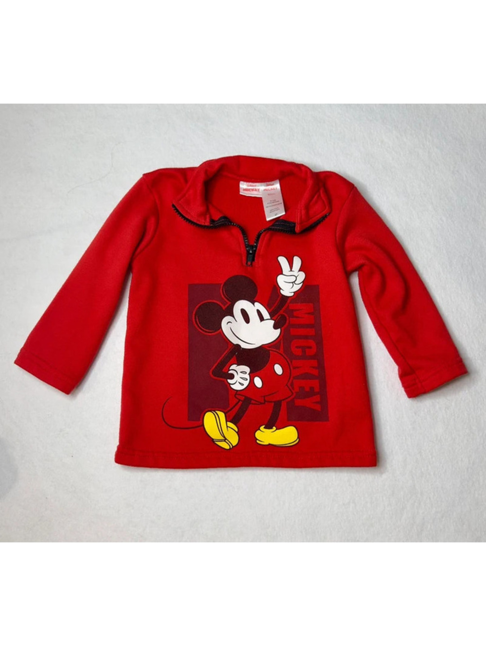 Disney Mickey Mouse Red Quarter-Zip Fleece Pullover | Toddler Size 2T G00123